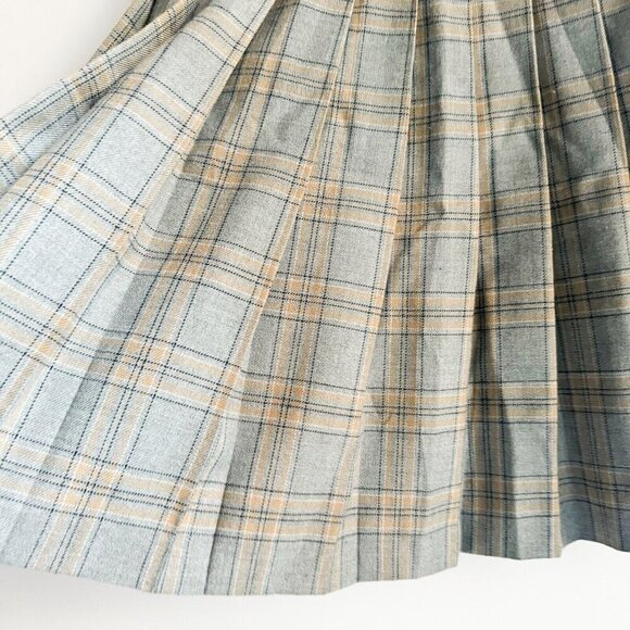 Vintage Hand Made Wool Grey Warm Pleated Midi Skirt S/M - Picture 2 of 6